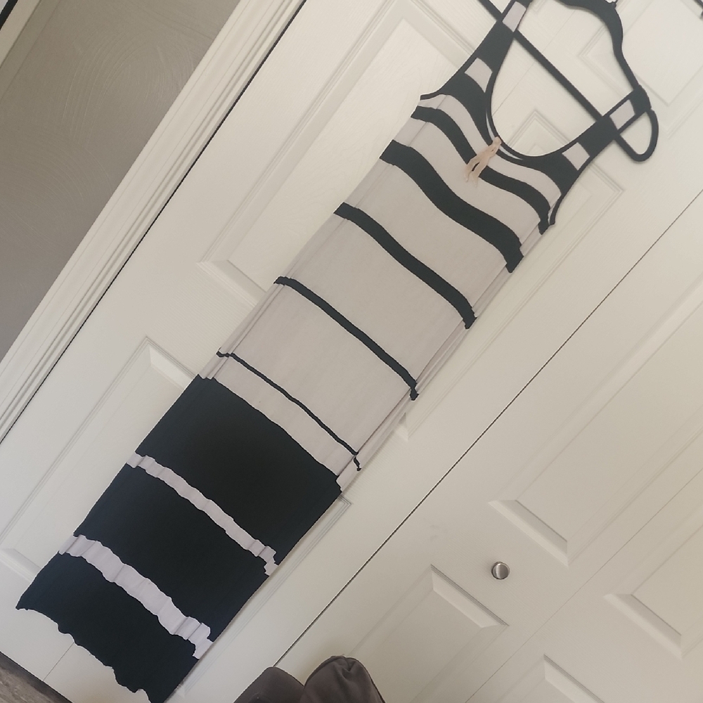 Bailey 44 Black and White Striped Maxi Dress